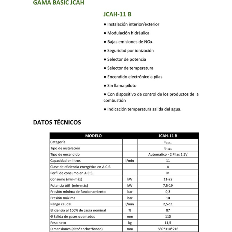 Calentador Atmosf Rico Juntek Jcah Gas Natural