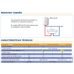 caracteristicas tecnicas Calentador eléctrico instantáneo COINTRA MITO SL VP