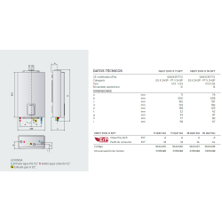 datos técnicos Calentador ARISTON NEXT EVO X SFT 11 EU G. Nat.