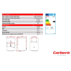 medidas peso alto fondo ancho entre soportes Termo CORBERO CTW80
