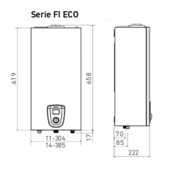 Medidas calentador Atmosférico BAXI Serie FI ECO 11I Gas Natural