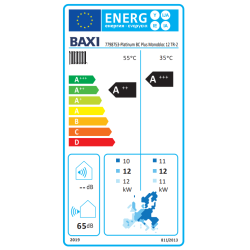 Clase energética bomba de Calor Aerotermia BAXI PLATINUM BC PLUS MONOBLOC 2 12TR