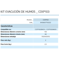 Ficha Kit evacuación de humos Corberó CCKP103