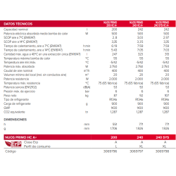 Ficha técnica Bomba De Calor ARISTON NUOS PRIMO 240L SYS A+