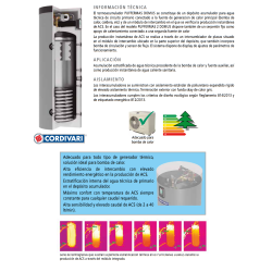 Prestaciones Depósito para bomba de calor ACS CORDIVARI PUFFERMAS 1 DOMUS 300