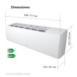 Medidas unidad interior Aire Acondicionado LG ECO 09 R32