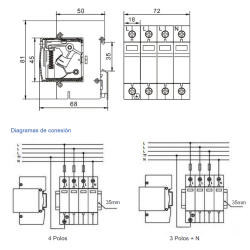 Dimensiones y diagramas de conexión