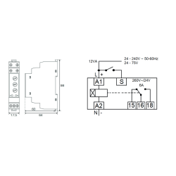 Dimensiones y esquema Temporizador multifunción REVALCO TM10