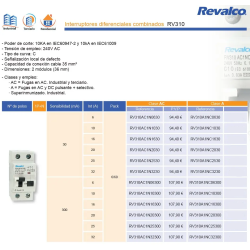 Ficha técnica Diferencial y Magnetotérmico Superinmunizado 2P 6A 30mA REVALCO A