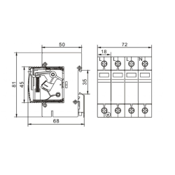 Dimensiones Sobretensiones Transitoria Monofásica REVALCO 1P 40 kA