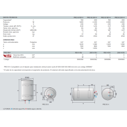 medidas Termo ARISTON PRO B 200 H EU