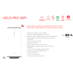 Prestaciones Termo eléctrico ARISTON VELIS PRO WIFI 30