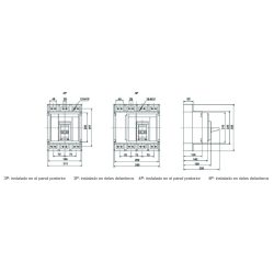 Dimensiones generales y de instalación del Interruptor en Caja Moldeada 3P 800A REVALCO RV20E16008003
