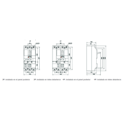 Dimensiones generales y de instalación del Interruptor en Caja Moldeada 3P 630A REVALCO RV20E6306303