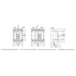 Dimensiones generales y de instalación del Interruptor en Caja Moldeada 3P 1000A REVALCO RV20E160010003