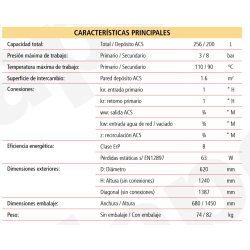 Ficha técnica Acumulador ACS LAPESA GEISER INOX GX6S260