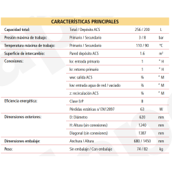FICHA TÉCNICA Acumulador ACS LAPESA GEISER INOX GX6D260