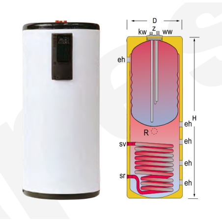 Acumulador con Serpentín ACS LAPESA GEISER INOX GX6P800