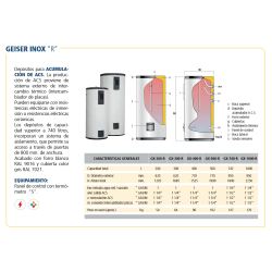 Ficha técnica Acumulador ACS LAPESA GEISER INOX GX200R