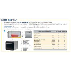 Ficha técnica Acumulador con Serpentín ACS LAPESA GEISER INOX GX150TSM