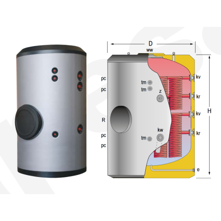 Acumulador  ACS 2 Serpentines Sobredimensionados LAPESA MASTER INOX MXV5000SS2B