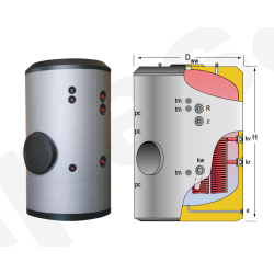 Medidas Acumulador con Serpentín Desmontable ACS LAPESA MASTER VITRO MVV3500SB