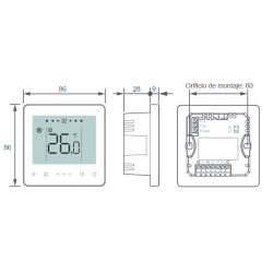 Medidas del Termostato con display FERROLI TE FC 3V