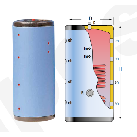 Medidas del Depósito de Inercia con Serpentín LAPESA GEISER INERCIA G800ISF