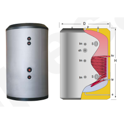 Dimensiones Depósito de Inercia con Serpentín LAPESA MASTER INERCIA MV2500IS