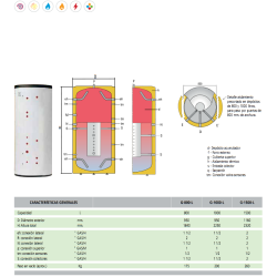 Ficha ténica Depósito de Inercia con Estratificación GEISER INERCIA G-L