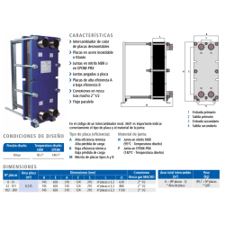 Ficha Intercambiador de Placas Acero Juntas en EPDM-PRX SUICALSA IP3601 11 Placas