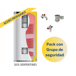 Pack Acumulador con 2 Serpentines ACS LAPESA GEISER INOX GX300M2 + Grupo de seguridad