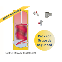 Pack Acumulador con Serpentín ACS LAPESA GEISER INOX GX200HL + Grupo de seguridad