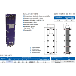 Ficha técnica Intercambiador de Placas Acero Juntas en EPDM-PRX SUICALSA IP3605