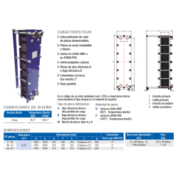 Ficha técnica Intercambiador de Placas Acero Juntas en Nitrilo NBR SUICALSA IP3705