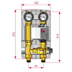 Medidas Grupo Hidráulico FAMP15/8T1 FERCO 3 vías DN20 R10-F8