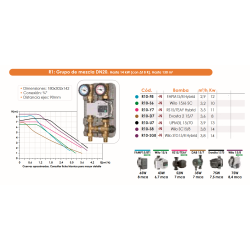 R1: Grupo de mezcla DN20. Hasta 14 kW (con Δt 8 K). Hasta 130 m