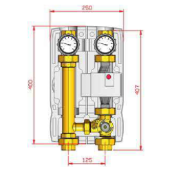 Medidas Grupo Hidráulico FAPM32/12 FERCO 3 vías DN32 R22-F12-N