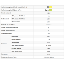 Ficha técnica Caldera de gasoil FERROLI ATLAS D eco 34 COND K 130 UNIT