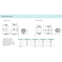 medidas y conexiones JOHNSON J-INTEX 150 DUPLEX