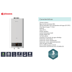 prestaciones funciones Calentador JOHNSON ARGON 11 gas natural