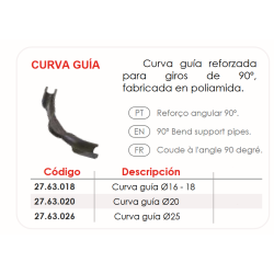 Ficha técnica Curva Guía para Suelo Radiante FERCO 27.63.018