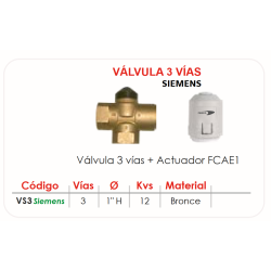 Ficha técnica Válvula 3 vías SIEMENS + Actuador FERCO FCAE1