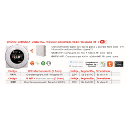 Ficha técnica Cronotermostato Digital Wifi Frío+Calor FERCO GN3T