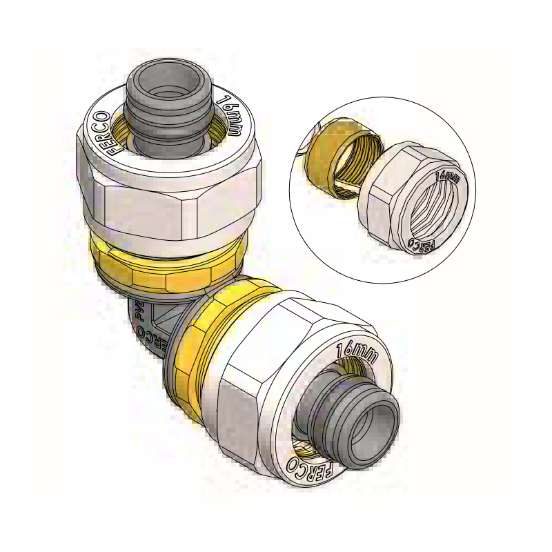 Codo Igual 90º Compresión FERCO Ø 16