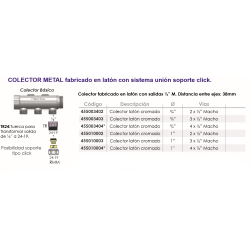 COLECTOR METAL fabricado en latón con sistema unión soporte click.