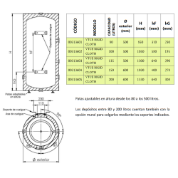 Dimensiones Asas VTCE-316 RIGID CLOTH