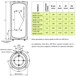 Dimensiones Asas VTCE-TSE RIGID CLOTH