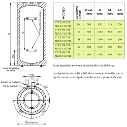 Dimensiones Asas VTCE-HL-TSE RIGID CLOTH