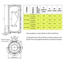 Dimensiones Asas 2VTCE-316 RIGID CLOTH